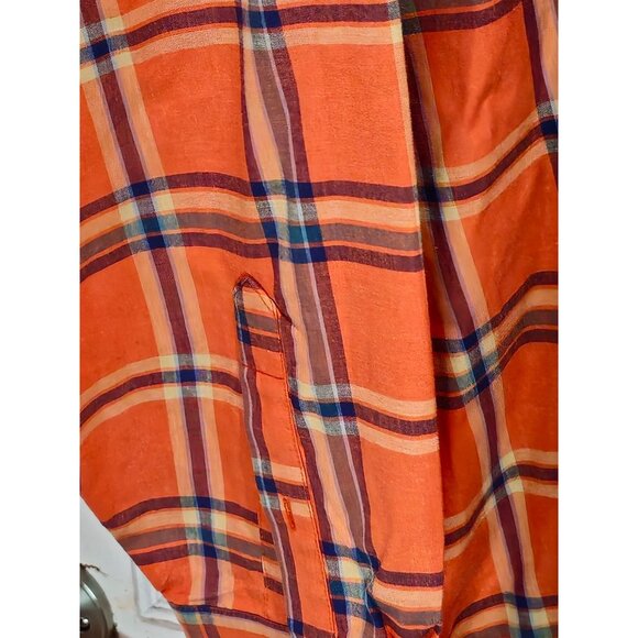 Haggar Forever New Mens L/G Orange Plaid Button-Up Shirt  Fade-Resistant Wrinkle - Picture 5 of 13